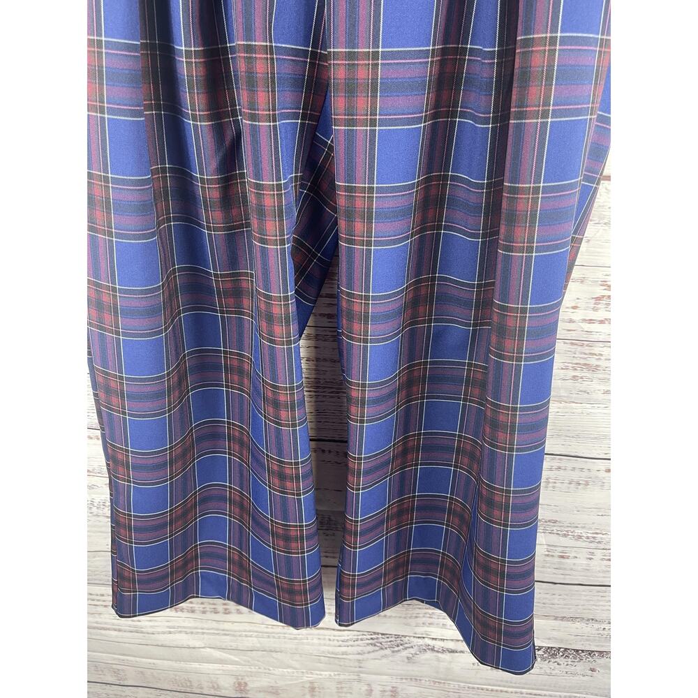 Maeve Anthropologie Pants Women's Small Blue Plaid Wide Leg Elastic Waist Dress - Picture 4 of 11